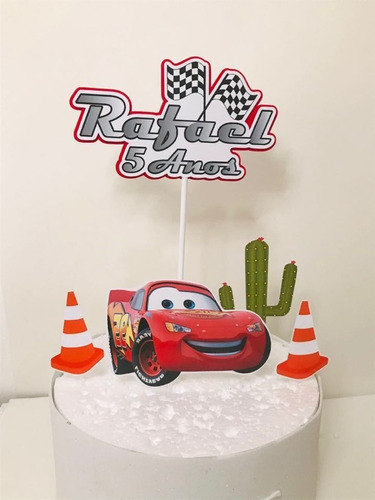 Topo Topper De Bolo Personalizado Aniversário Carros Disney